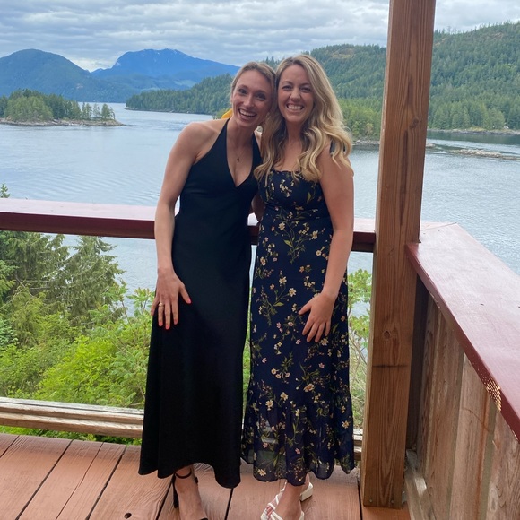 Black halter satin bcbg dress - Picture 2 of 2